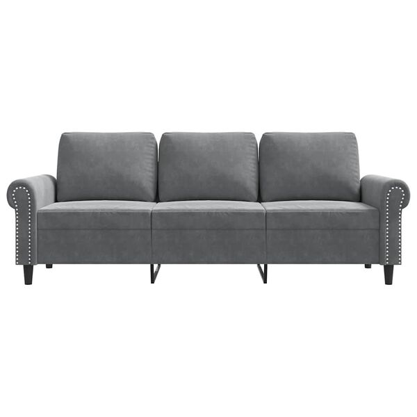 vidaXL Canap&eacute; &agrave; 3 places Gris fonc&eacute; 180 cm Velours