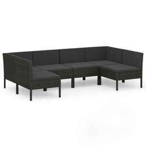 vidaXL Salon de jardin 6 pcs avec coussins r&eacute;sine tress&eacute;e noir