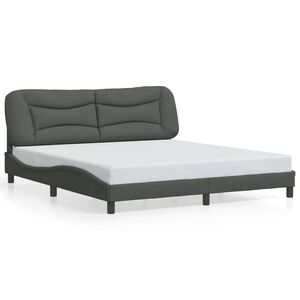 vidaXL Cadre de lit sans matelas Hvar gris foncé 193x203 cm tissu