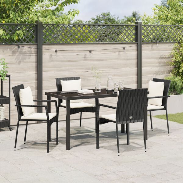 vidaXL Ensemble de salle &agrave; manger pour jardin 5 pcs Noir polyrotin