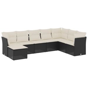 vidaXL Salon de jardin 8 pcs avec coussins noir r&eacute;sine tress&eacute;e