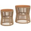 vidaXL Tables d'appoint de jardin 2pcs dessus en bois beige poly rotin