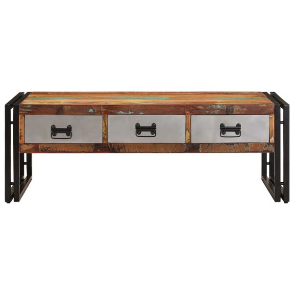 vidaXL Table basse avec 3 tiroirs Bois de r&eacute;cup&eacute;ration 100x50x35 cm