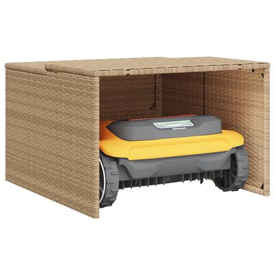 vidaXL Garage pour robot tondeuse beige 86x90x52/57 cm résine tressée