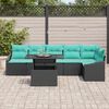 vidaXL Ensemble de canap&eacute; de jardin R&eacute;glable 7 pcs Noir et turquoise