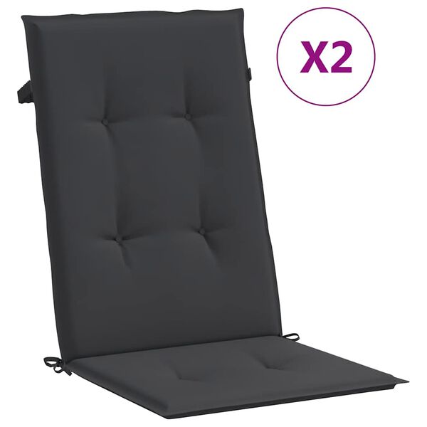 vidaXL Coussins de chaise de jardin à dossier haut lot de 2 noir tissu