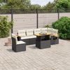 vidaXL Salon de jardin 7 pcs avec coussins noir r&eacute;sine tress&eacute;e
