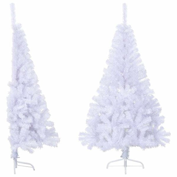 vidaXL Sapin de No&euml;l artificiel moiti&eacute; avec support blanc 150 cm PVC