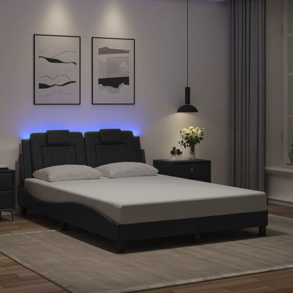 vidaXL Cadre de lit Viana avec LED sans matelas noir 137x190 cm