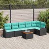 vidaXL Ensemble de canapé de jardin 7 pcs Noir et turquoise