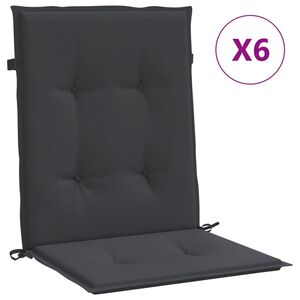 vidaXL Coussins de chaise de jardin &agrave; dossier bas lot de 6 noir