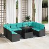 vidaXL Ensemble de canap&eacute; de jardin R&eacute;glable 10 pcs Noir et turquoise