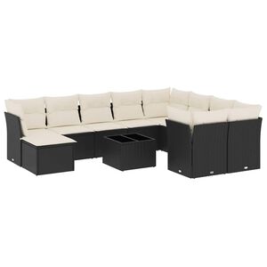 vidaXL Salon de jardin 11 pcs avec coussins noir r&eacute;sine tress&eacute;e