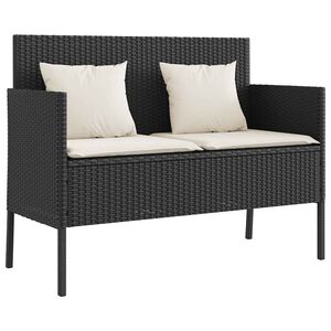 vidaXL Banc de jardin avec coussins noir résine tressée