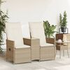vidaXL Canap&eacute; de jardin inclinable 2 places avec table beige rotin