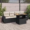 vidaXL Salon de jardin 5 pcs avec coussins noir r&eacute;sine tress&eacute;e
