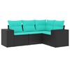 vidaXL Salon de jardin 4 pcs avec coussins noir r&eacute;sine tress&eacute;e