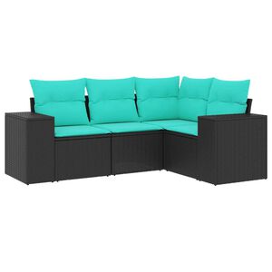 vidaXL Salon de jardin 4 pcs avec coussins noir r&eacute;sine tress&eacute;e