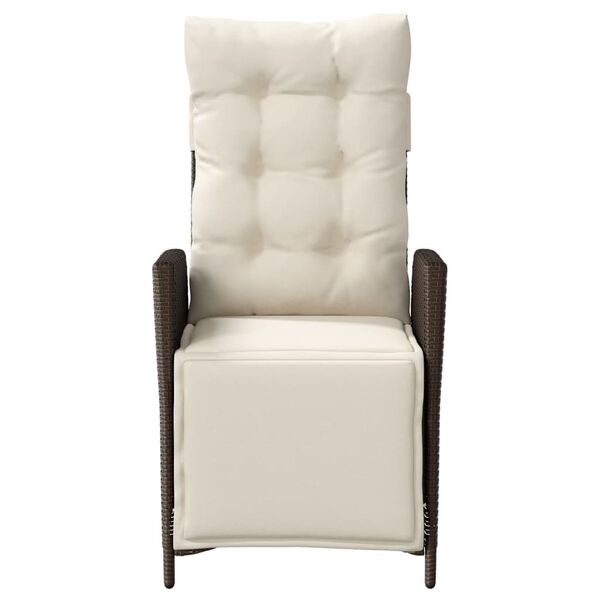 vidaXL Chaise inclinable de jardin repose-pied marron r&eacute;sine tress&eacute;e