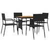 vidaXL Mobilier &agrave; d&icirc;ner d'ext&eacute;rieur 5 pcs R&eacute;sine tress&eacute;e Noir