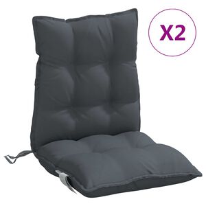 vidaXL Coussins de chaise &agrave; dossier bas lot de 2 anthracite