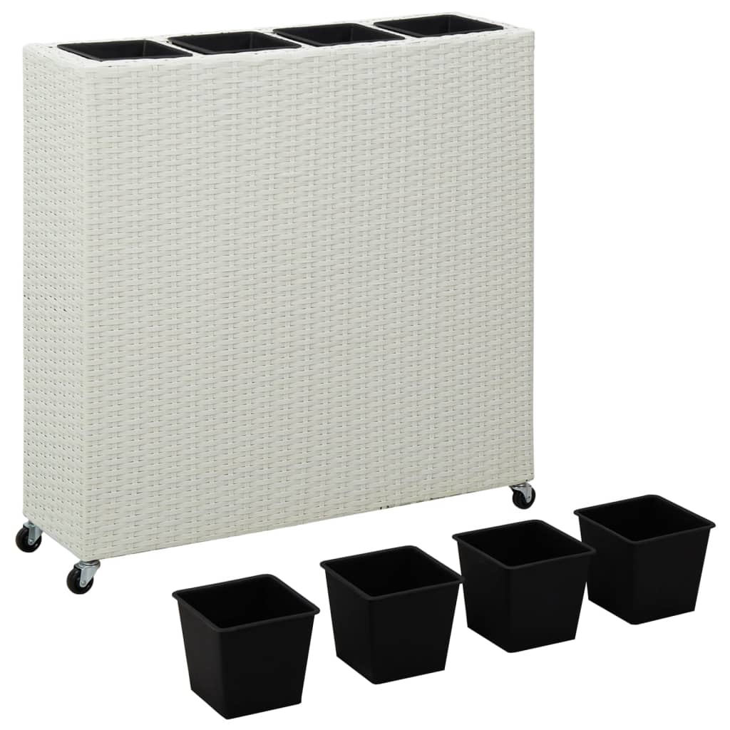 vidaXL Lit surélevé de jardin à 4 pots 80x22x79cm Résine Tressée Blanc