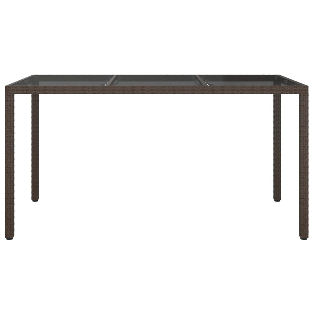 vidaXL Table de jardin 150x90x75 cm Verre trempé/résine tressée Marron