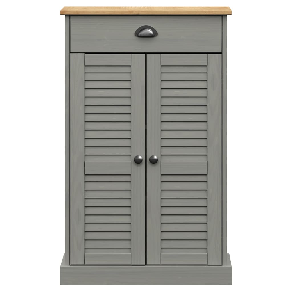 vidaXL Armoire à chaussures VIGO gris 60x35x96 cm bois massif de pin