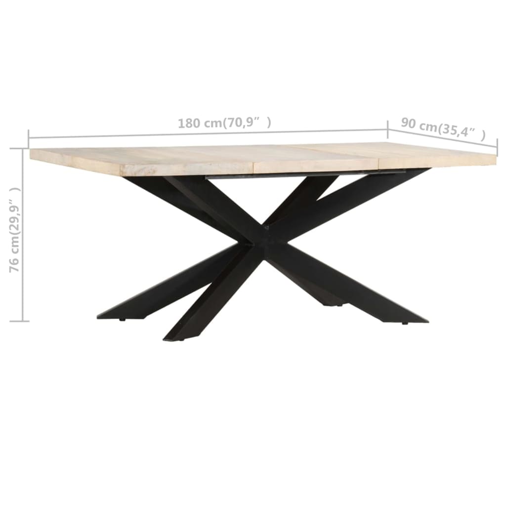 vidaXL Table à dîner 180x90x76 cm Bois de manguier massif blanchi