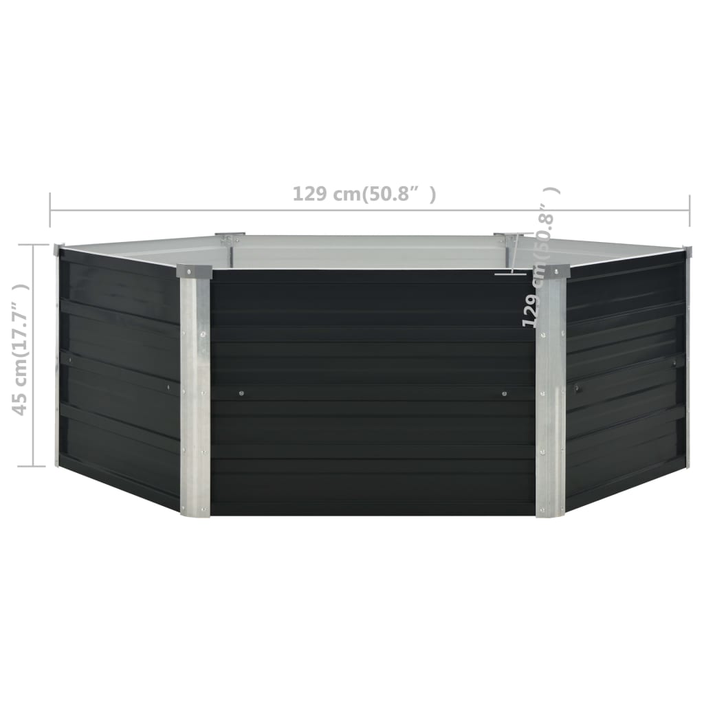 vidaXL Jardinière surélevée Anthracite 129x129x45 cm Acier galvanisé