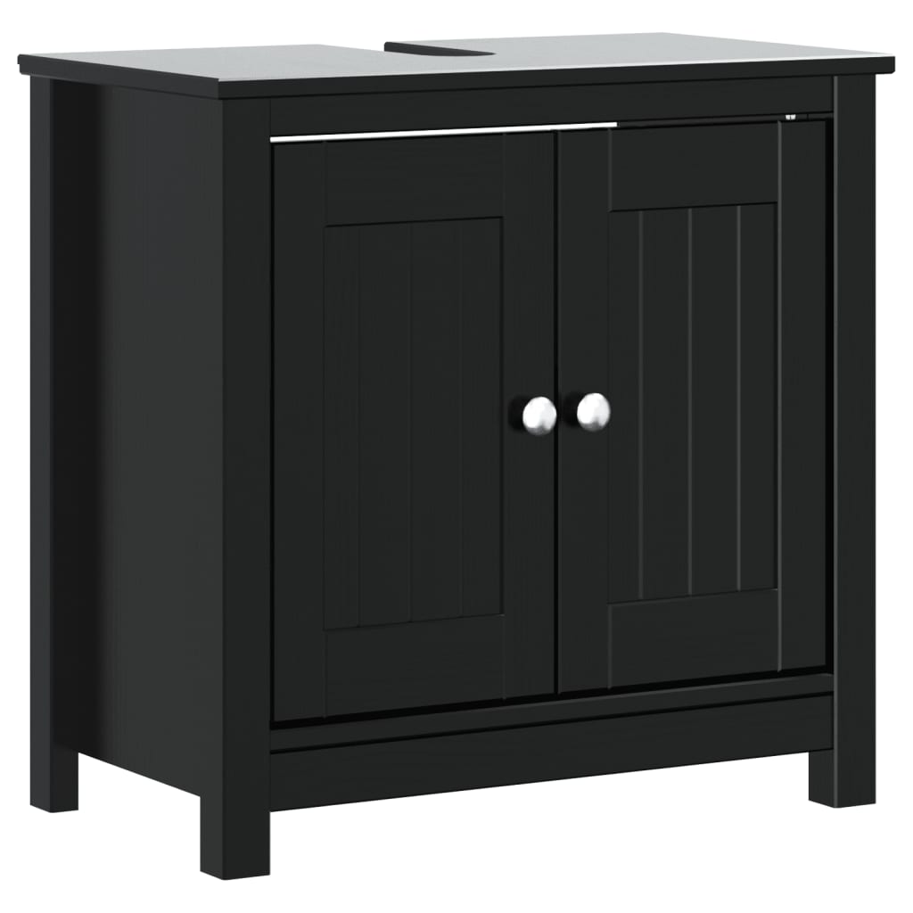 vidaXL Meuble de salle de bain BERG noir 60x34x59 cm bois pin massif