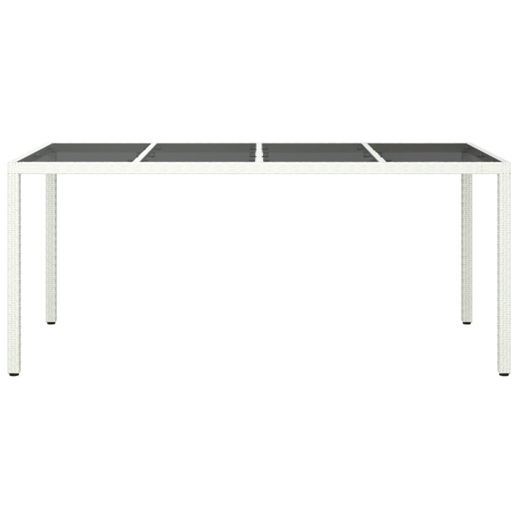 vidaXL Table de jardin Blanc 190x90x75 cm Verre trempé/résine tressée