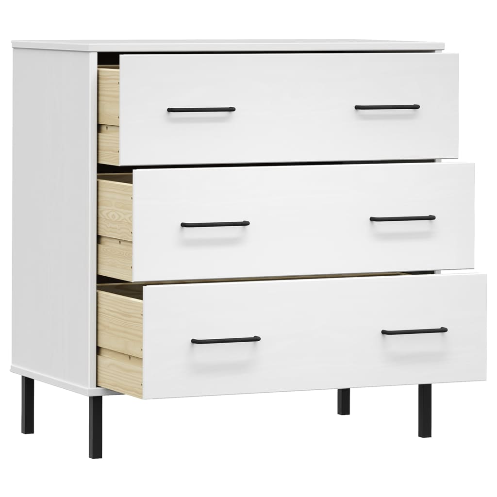 vidaXL Buffet avec 3 tiroirs Blanc 77x40x79,5 cm Bois massif OSLO