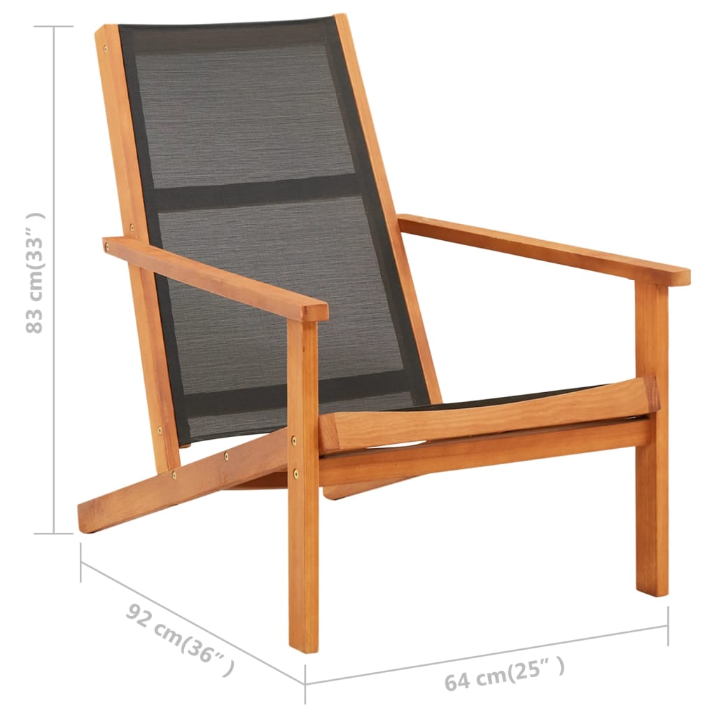 vidaXL Chaise de jardin et repose-pied Eucalyptus solide et textilène