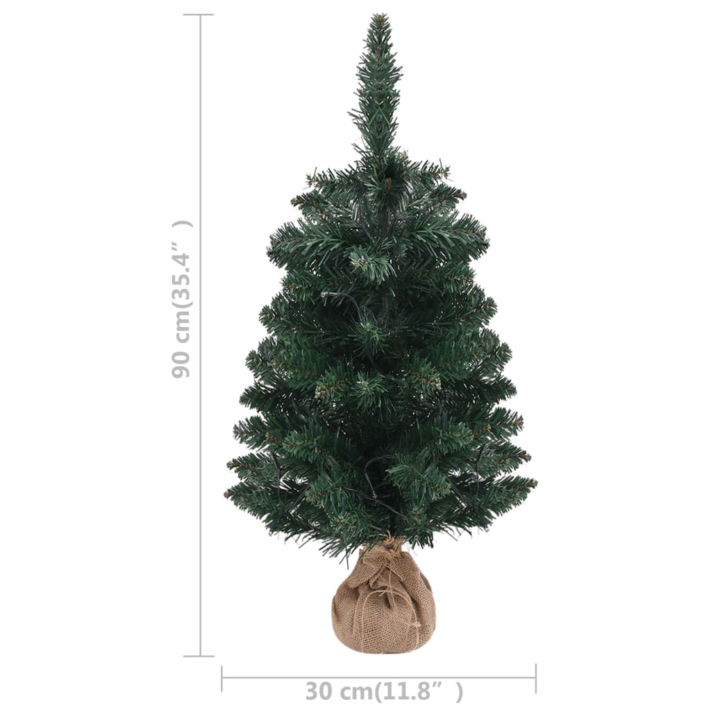 vidaXL Sapin de Noël artificiel pré-éclairé et supports vert 90 cm PVC