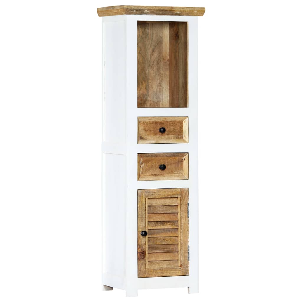 vidaXL Buffet Blanc et marron 40x30x128cm Bois de manguier solide brut