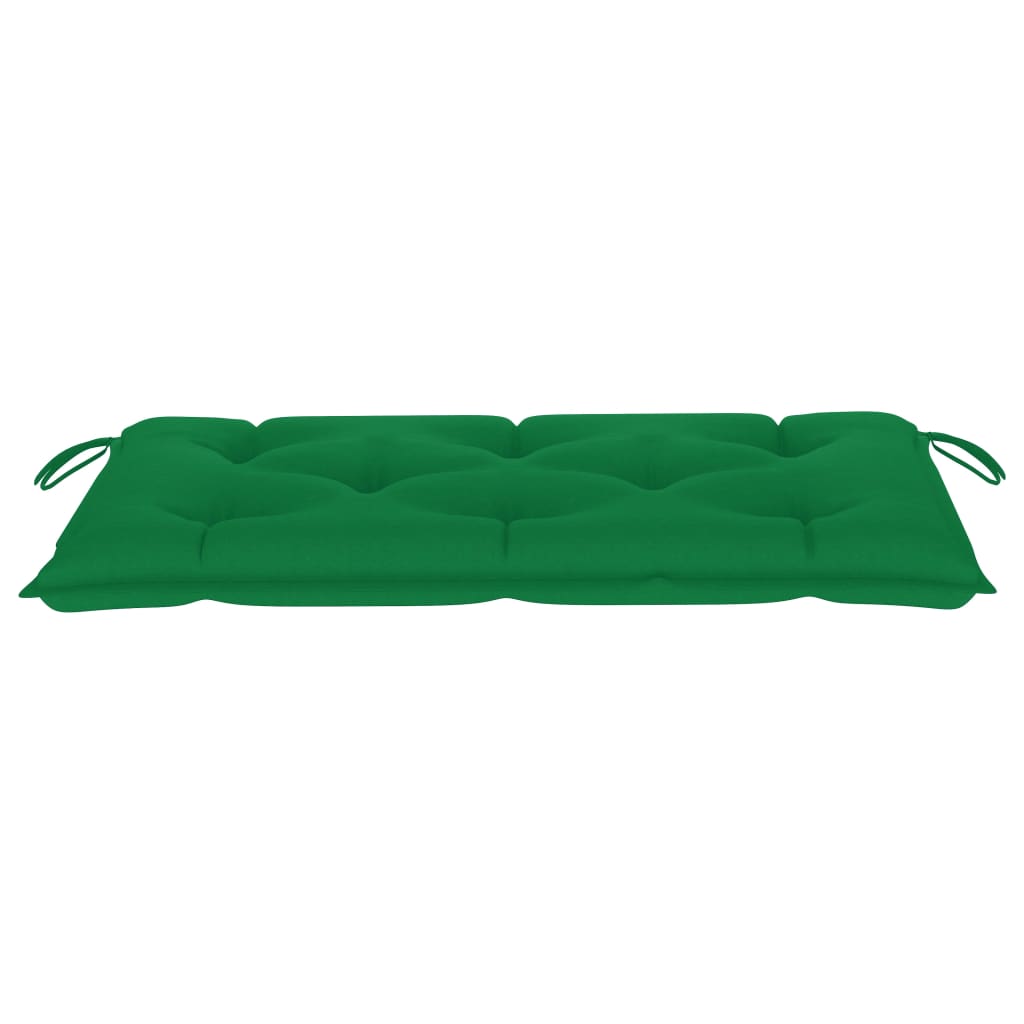 vidaXL Banc de jardin avec coussin vert 112 cm Bois de teck massif