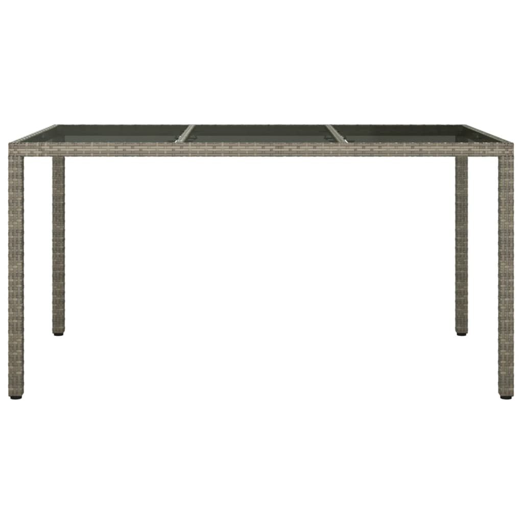 vidaXL Table de jardin 150x90x75 cm Verre trempé et poly rotin Gris