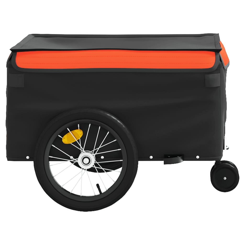 vidaXL Remorque de vélo noir et orange 45 kg fer