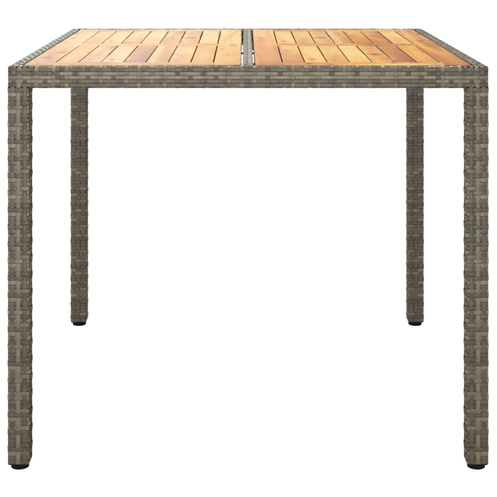 vidaXL Table de jardin 90x90x75cm Résine tressée et bois d'acacia Gris