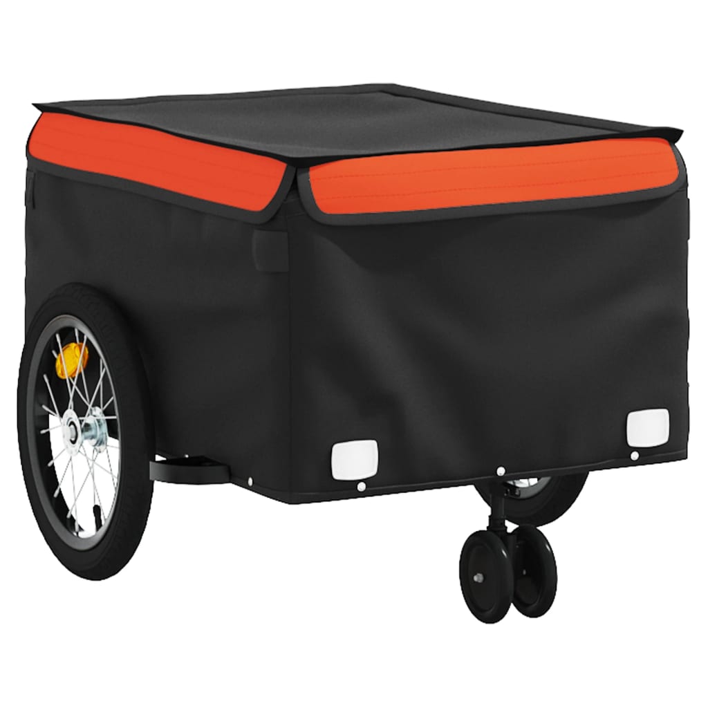 vidaXL Remorque de vélo noir et orange 45 kg fer