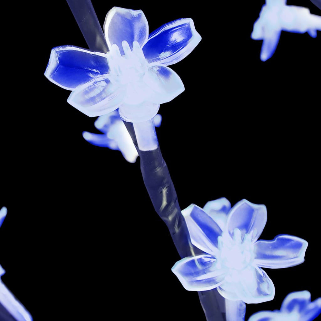 vidaXL Sapin de Noël 128 LED bleues cerisier en fleurs 120 cm