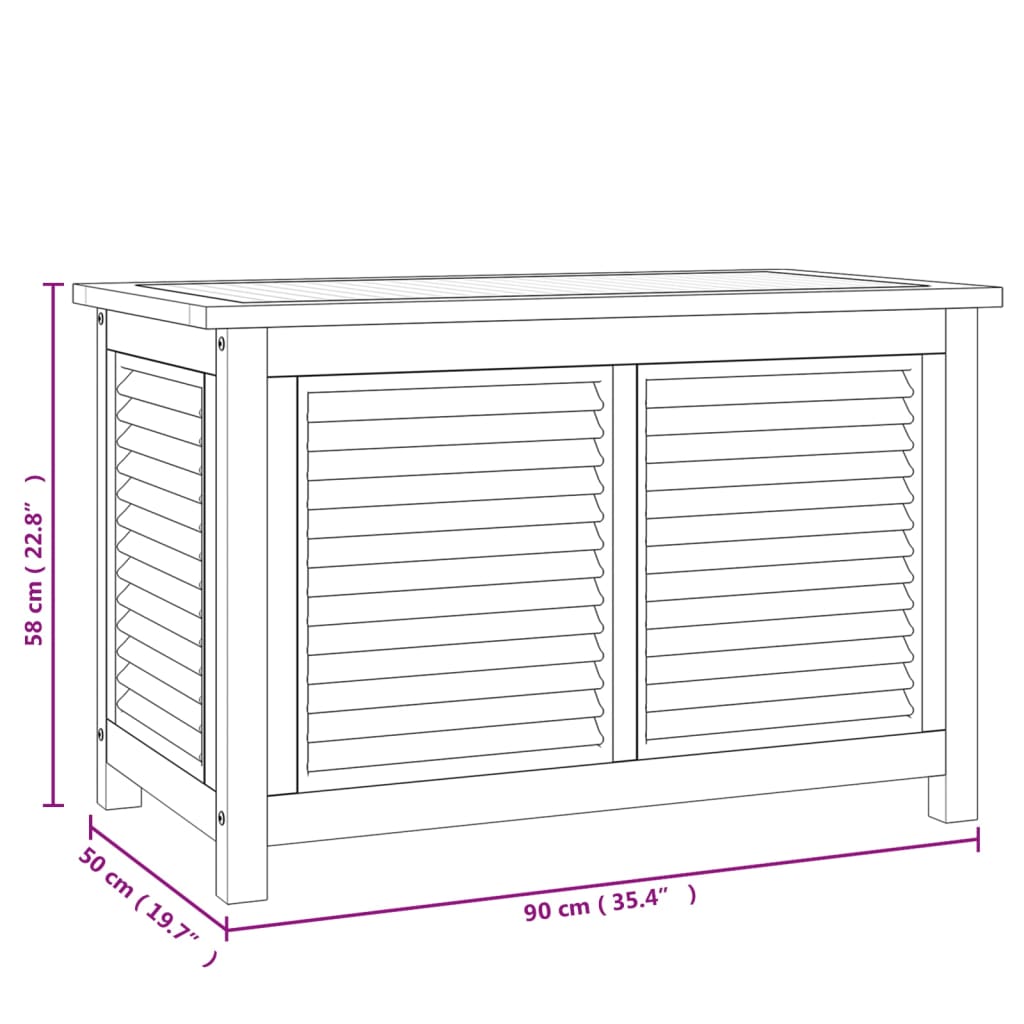 vidaXL Boîte de rangement de jardin et sac 90x50x58cm bois massif teck