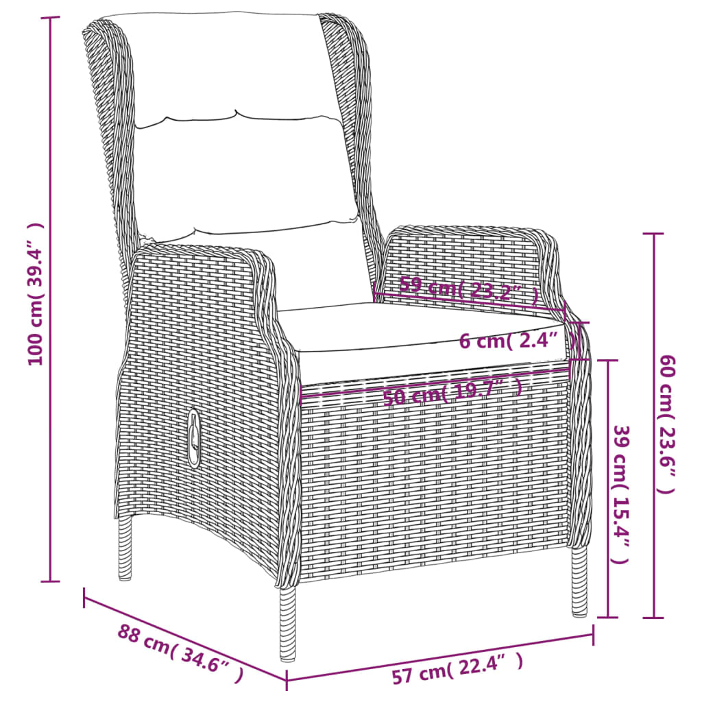 vidaXL Ensemble de salle à manger de jardin 3 pcs Gris foncé