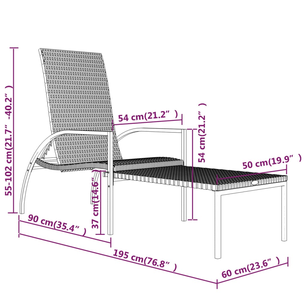 vidaXL Chaises longues avec repose-pied lot de 2 Résine tressée Marron