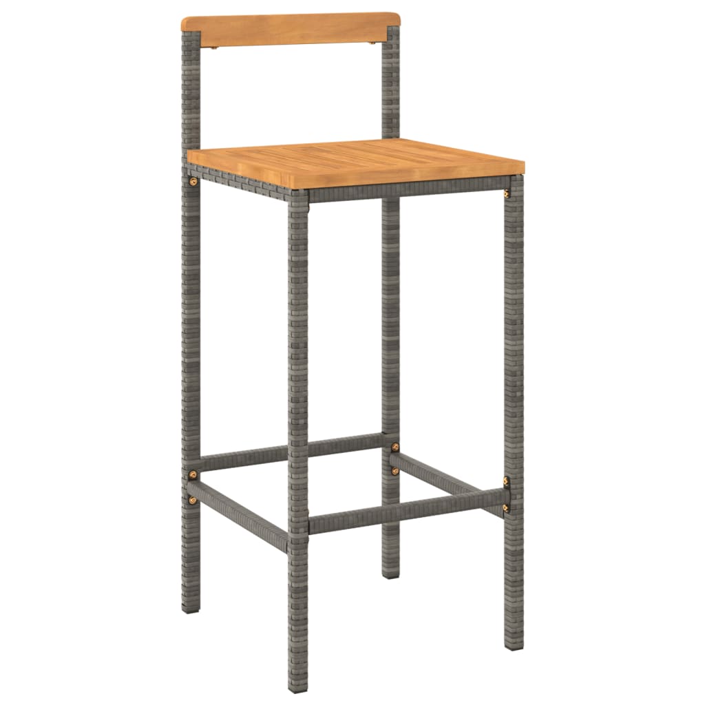 vidaXL Tabourets de bar lot de 2 gris résine tressée et bois d'acacia