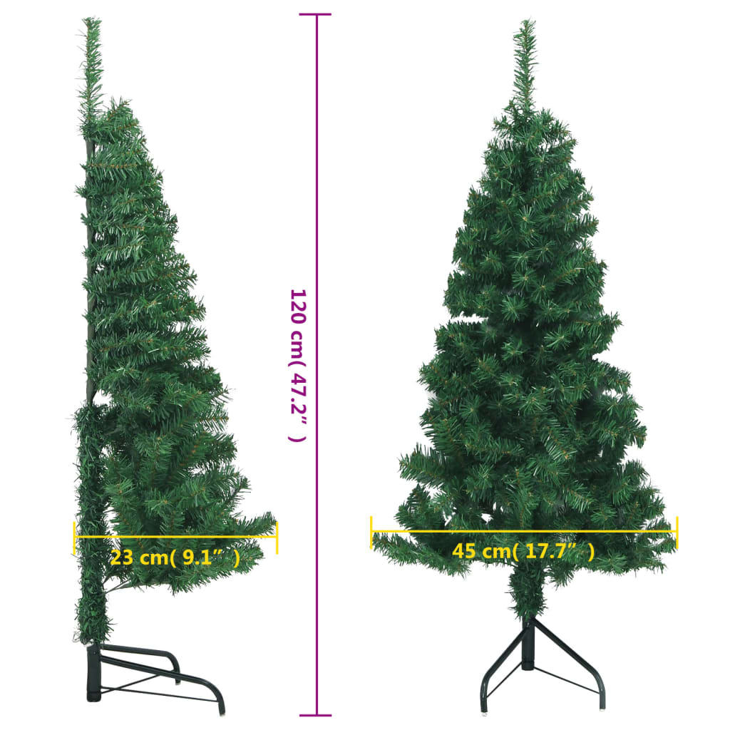 vidaXL Sapin de Noël artificiel d'angle Vert 120 cm PVC