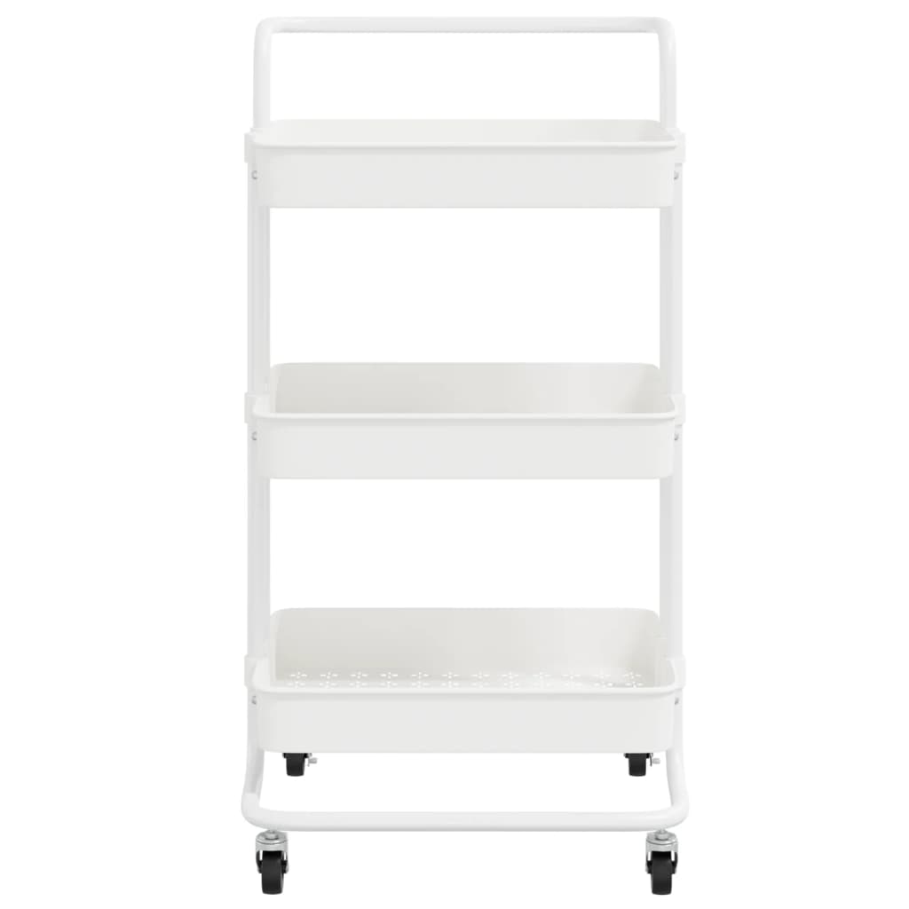 vidaXL Chariot de cuisine 3 niveaux Blanc 42x35x85 cm Fer et ABS