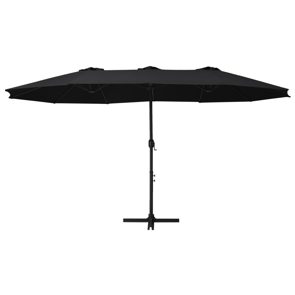 vidaXL Parasol d'extérieur et poteau en aluminium 460x270 cm Noir