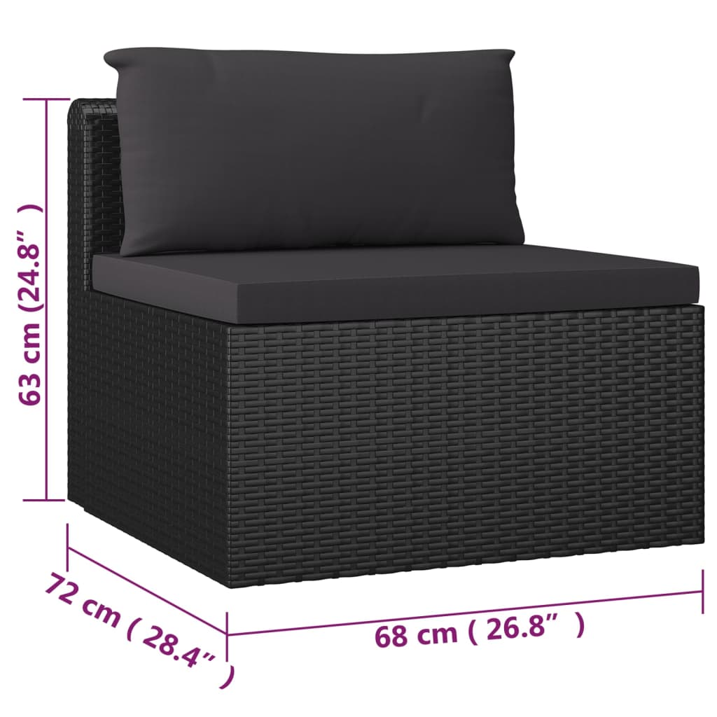 vidaXL Salon de jardin 7 pcs avec coussins Résine tressée Noir